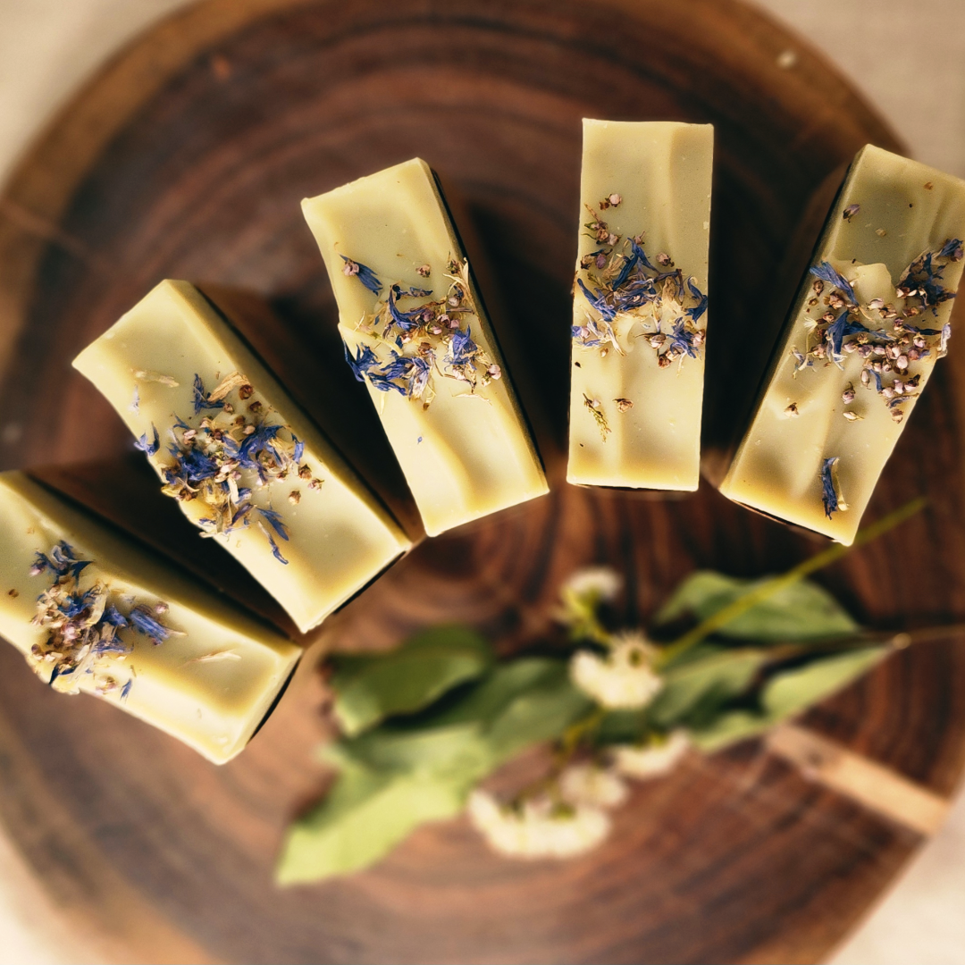 Meadow Mint handmade cold process soap with French green clay, cucumber, aloe vera, peppermint, spearmint and cedarwood by Wild Folk Soap Co.