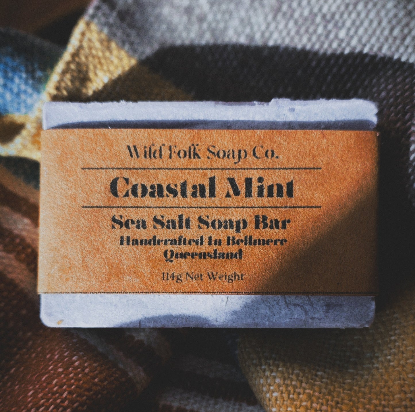 Coastal Mint Sea Salt Bar handmade cold process sea salt soap with aloe vera, sea salt and peppermint, spearmint and lime essential oils by Wild Folk Soap Co.