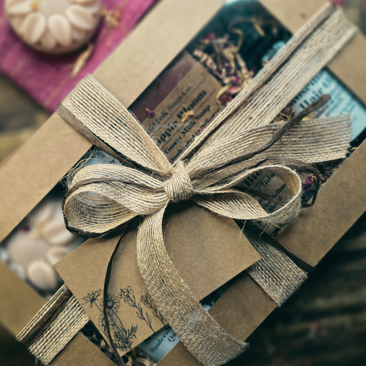 Kraft Gift Box  + Gift Tag, Natural Ribbon and Botanicals - CURATE YOUR OWN GIFT