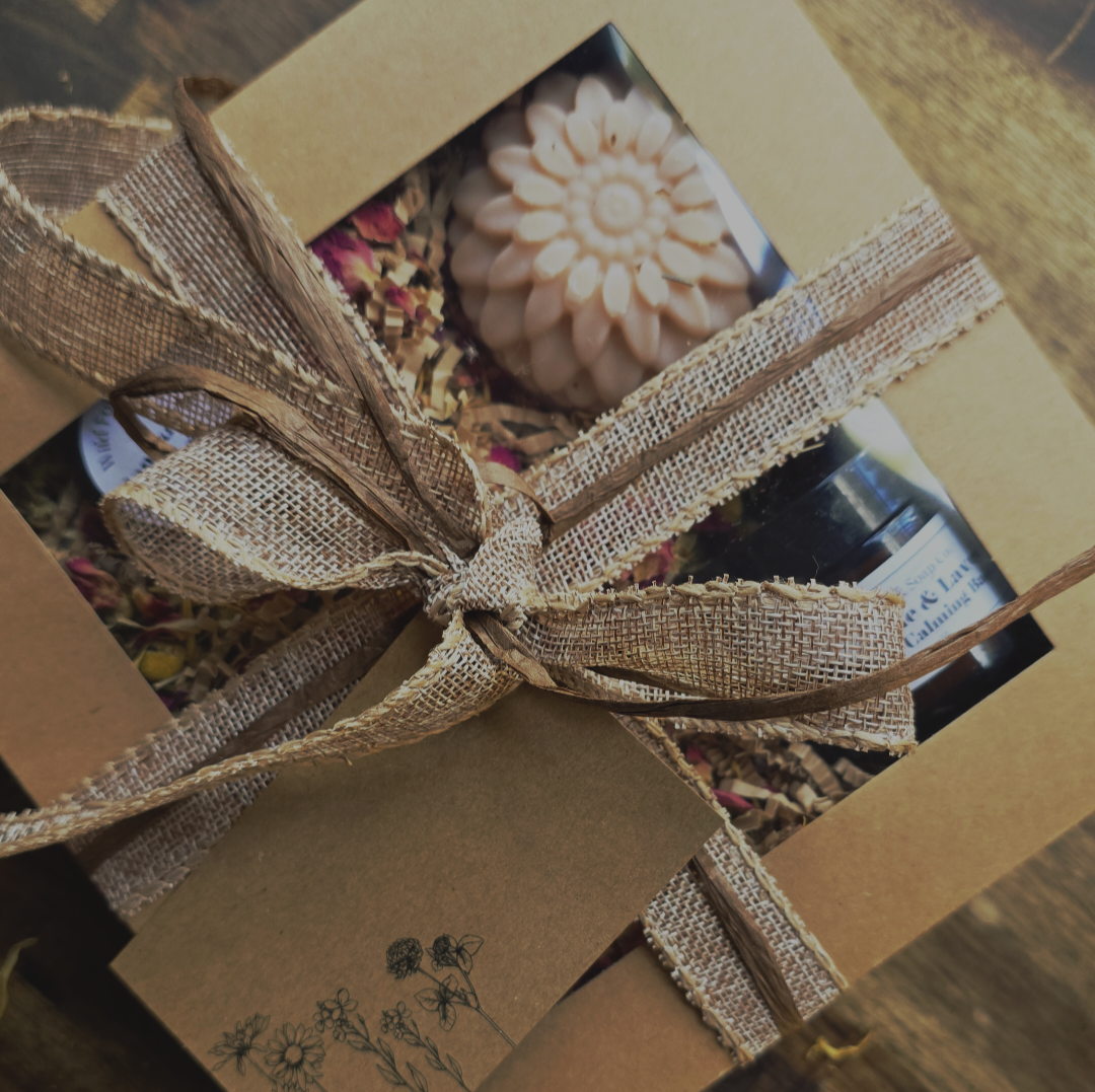 Kraft Gift Box  + Gift Tag, Natural Ribbon and Botanicals - CURATE YOUR OWN GIFT