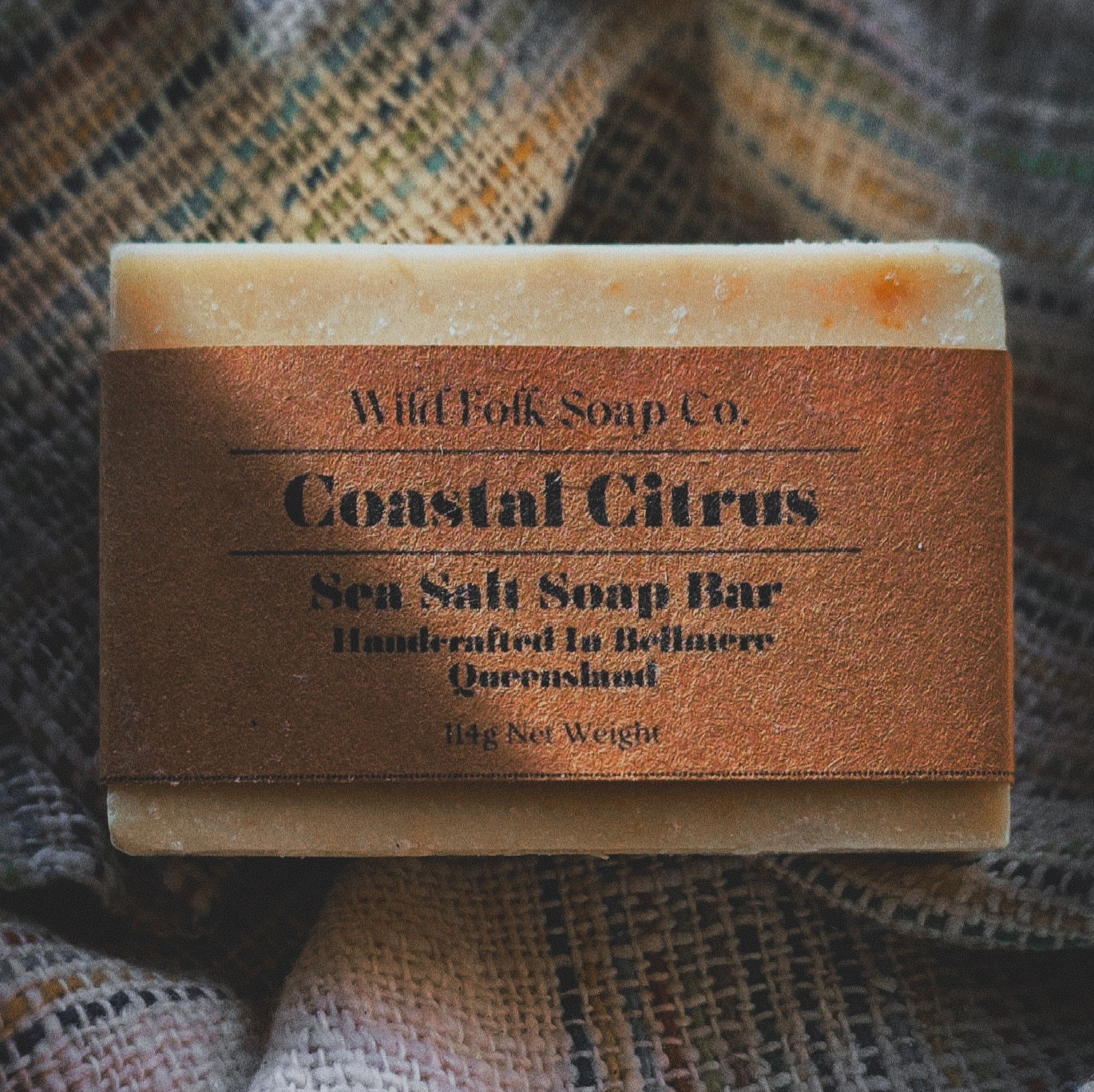 Coastal Citrus Sea Salt Bar handmade cold process sea salt soap with aloe vera, avocado oil and pure citrus essential oils by Wild Folk Soap Co.