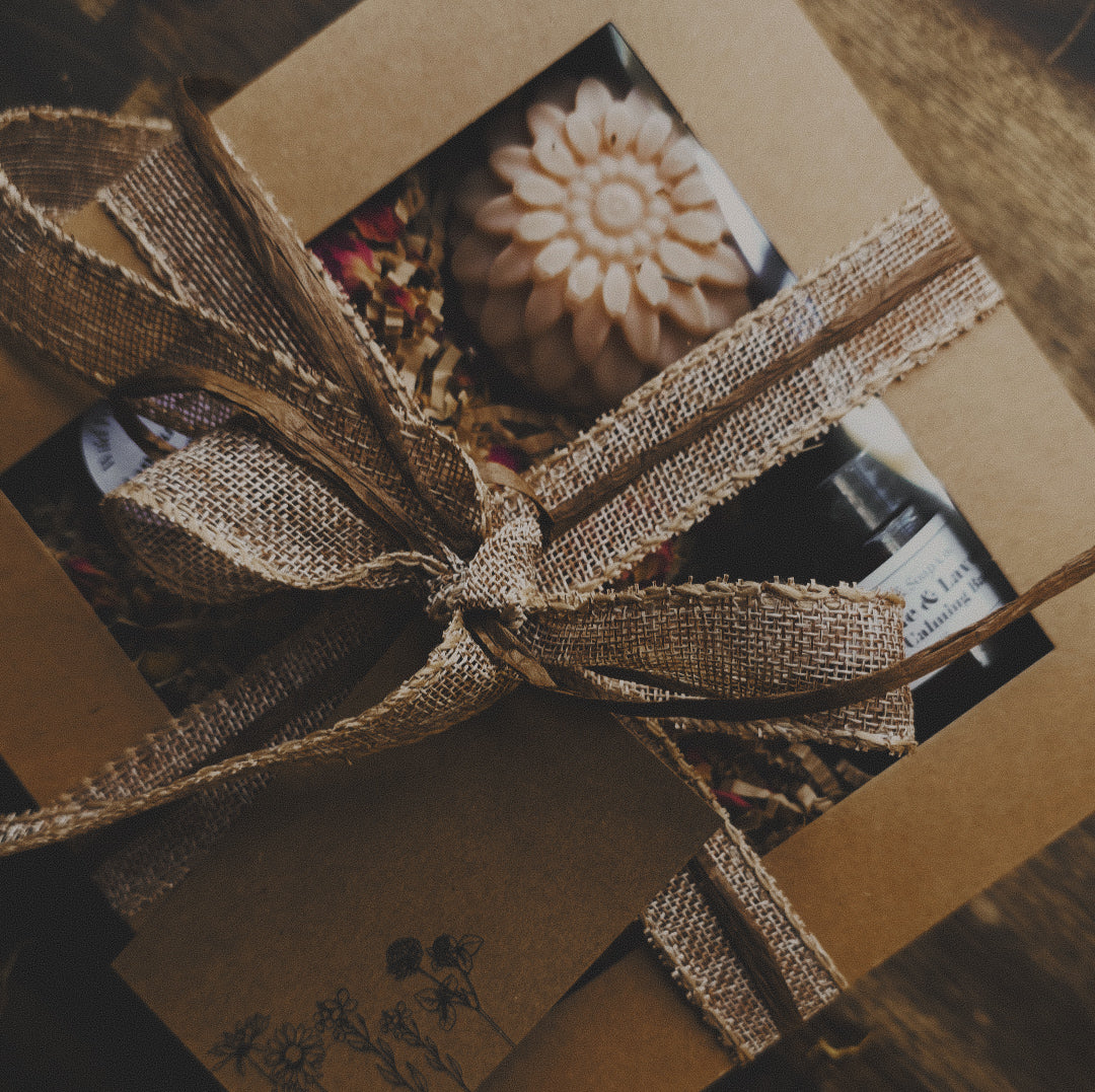 Kraft Gift Box  + Gift Tag, Natural Ribbon and Botanicals - CURATE YOUR OWN GIFT