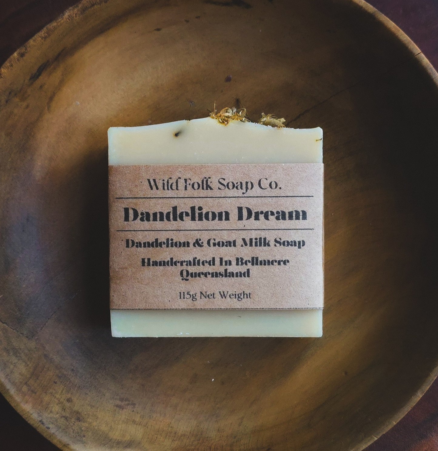 Dandelion Dream handmade cold process goat milk soap with dandelion infusion, chamomile essential oil, oats and kaolin clay by Wild Folk Soap Co.